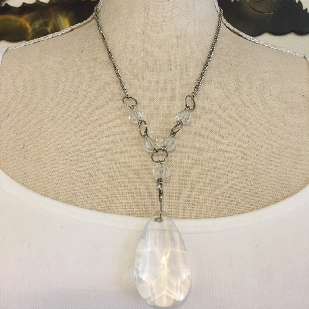 Vintage clear crystal chandelier style necklace